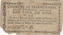 France 6 sols - Nord - Non-forced exchange ticket - Municipality of Valenciennes - ND