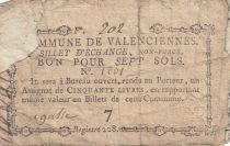 France 7 sols - Nord - Billet d\'échange non forcé - Commune de Valenciennes - ND