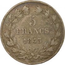 France Louis Philippe - 5 Silver Francs, Raised Lettering - 1845 K Bordeaux