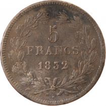 France Louis Philippe Ier - 5 Francs Argent 1832 BB Strasbourg \ Type Domard, Tr Relief\ 