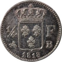 France Louis XVIII - 1/4 Franc Argent 1818 B Rouen