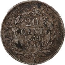 France Napoleon III, Nude Head - 20 Centimes Silver 1859 In Paris