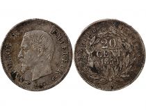 France Napoleon III, Nude Head - 20 Centimes Silver 1859 In Paris