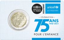 France Pièce 2 Euros Commémo. BU Coincard France 2021 - 75 ans de l\'UNICEF