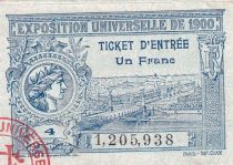 France Ticket 1 Franc Exposition Universelle de PARIS - 1900 - valant ticket entrée aux Jeux Olympiques