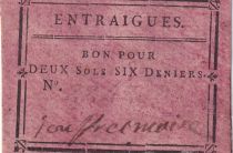 France Voucher for two sols - Six Deniers - Vaucluse - Entraigues - n°2248