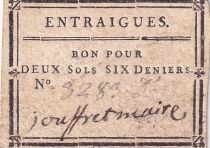 France Voucher for two sols - Six Deniers - Vaucluse - Entraigues - n°3289