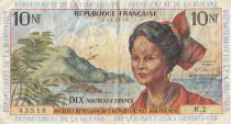 French Antilles 10 NF Girl, sugar cane - 1962