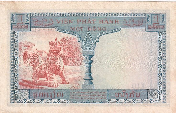 Banknote French Indo-China 1 Piastre - Trees - ND (1954) - Serial K10 ...