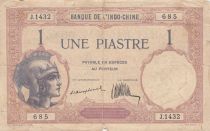 French Indo-China 1 Piastre - Walhain -  Serial J.1432 - B+ - 1927