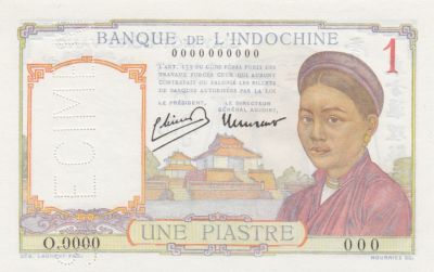 Banknote French Indo-China 1 Piastre Laotian girl - (1946