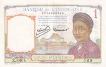 French Indo-China 1 Piastre Woman - ND (1949) - Serial Z.8404