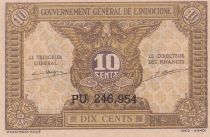 French Indo-China 10 Cents - Brun - 1942 - Serial JR 245.423