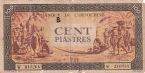 French Indo-China 100 Piastres Market - 1942 - Letter B - Serial W 010268