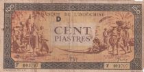 French Indo-China 100 Piastres Market - 1942 - Letter D - Serial F 403797