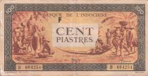 French Indo-China 100 Piastres Market - 1942 - Letter F - Serial D 604254