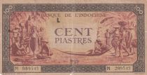 French Indo-China 100 Piastres Market - 1942 - Letter L - Serial M 209543