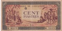 French Indo-China 100 Piastres Market - 1942 - Letter Q  - Serial U 021379