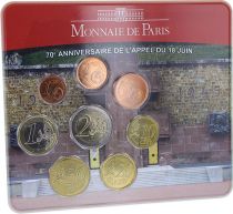 French Mint 70th anniversary of the Appeal of 18 June - Miniset BU 2010 - Red