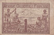 French West Africa 1 Franc - Brown - ND (1944)