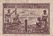 French West Africa 1 Franc - Brown - ND (1944)