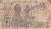 French West Africa 10 francs - Hunters - Serial T.28 - 06-01-1948