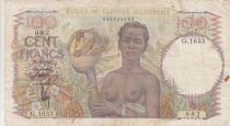 French West Africa 100 Francs 1947 - Woman with fruits, family - Serial G.1633