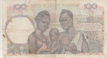 French West Africa 100 Francs 1947 - Woman with fruits, family - Serial G.1633