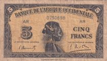 French West Africa 5 Francs - African - 14-12-1942 - Serial AR