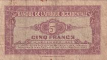 French West Africa 5 Francs - African - 14-12-1942 - Serial AR