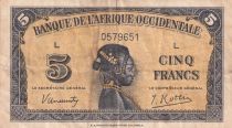 French West Africa 5 Francs - African - 14-12-1942 - Serial L