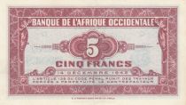 French West Africa 5 Francs - African - 1942 - Serial H