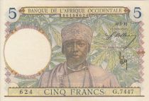 French West Africa 5 Francs - Coffe tree - Man weaving - 06-03-1941 - Serial G.7447