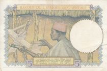 French West Africa 5 Francs - Coffe tree - Man weaving - 15-03-1937 - Serial U.3918