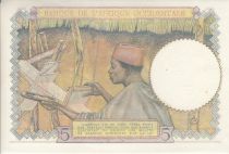 French West Africa 5 Francs - Coffe tree - Man weaving - Red numbers - 1943 - Serial T.13691