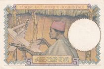 French West Africa 5 Francs - Coffee - Man weaver - 10-03-1938 - Serial F.5977 - Number 148