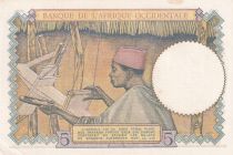 French West Africa 5 Francs - Coffee - Man weaver - 10-03-1938 - Serial F.5977 - Number 248