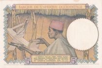 French West Africa 5 Francs - Coffee - Man weaver - 10-03-1938 - Serial F.5977 - Number 249