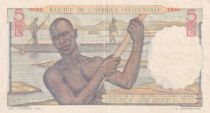 French West Africa 5 Francs - Woman, boats on river - 17-08-1943 - Serial K.12