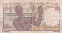 French West Africa 5 Francs - Woman, fishermen - 17-08-1943 - Serial T.33