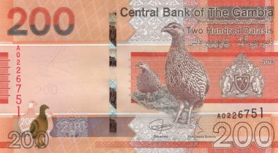 Banknote Gambia 200 Dalasis Birds - 2019 - UNC - P.42