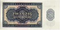 Germany (DDR) 20 Mark Dark Bleu and Tan - 1955