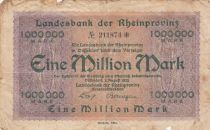 Germany 1 Million Mark - State of Rheinprovinz - 1923 - Number 211874