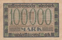 Germany 100 000 Mark - City of Wurttemberg - Serial G - 1923