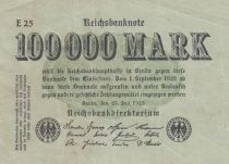 Germany 100 000 Mark - Reichbanknote - Serial E.25 - 1923 - P.91a