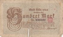 Germany 100 Mark - City of Koln - Number 439621 - 1922