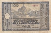 Germany 100 milliarden Mark - State of Bamberg - Number 10877 - 1923