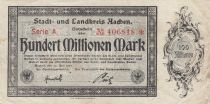 Germany 100 millionen Mark - City of Aachen - Serial A - 1923