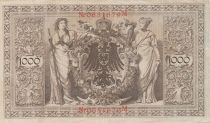 Germany 1000 Mark Allegorical figures - Red seal - 1910 - 7 digit serial M - P.44 - XF to XF+