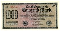 Germany 1000 Mark Dk green on green and lilac - 1922 - serial Gb-GP